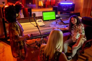 musicians discussing in a studio